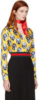 Thumbnail for your product : Gucci Yellow Wallpaper Silk Shirt