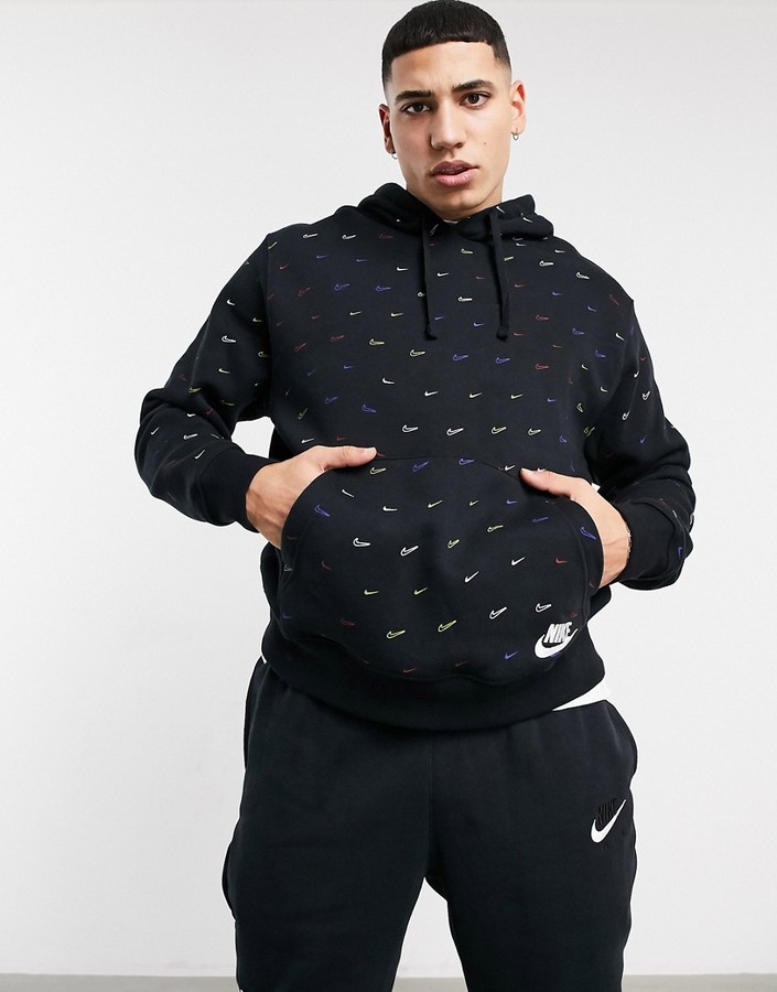 Nike All-over swoosh print hoodie in black - ShopStyle
