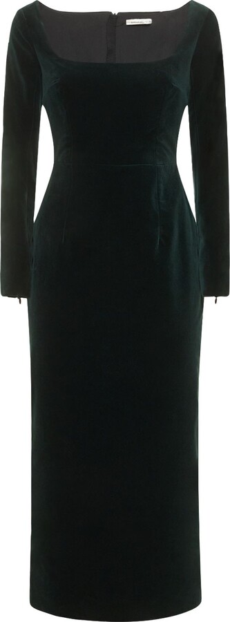 Open-back slit velvet dress