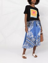 Thumbnail for your product : Sandro Floral-Print Linen-Blend Skirt