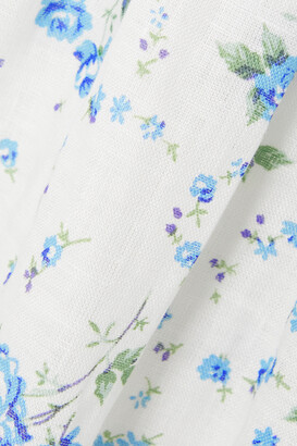 Faithfull The Brand + Net Sustain Nikoleta Tie-detailed Shirred Floral-print Linen Mini Dress - White