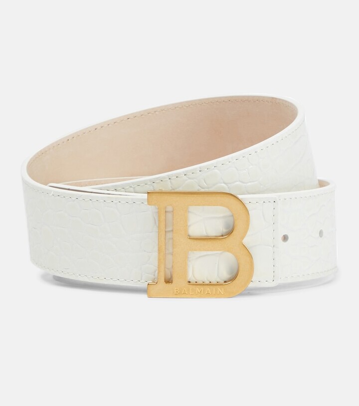 Balmain B-belt Croc-effect Leather Belt Womens Belts Balmain Belts 
