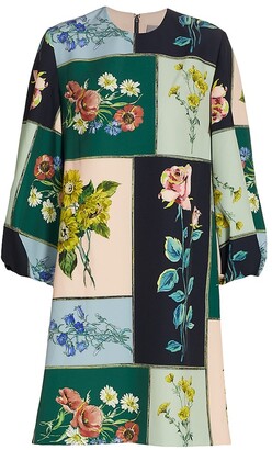 Lela Rose Colorblock Floral Mini-Dress