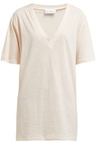 Thumbnail for your product : Raey V-neck Cotton-jersey T-shirt - Nude