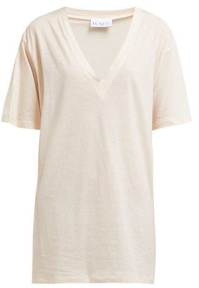 Raey V-neck Cotton-jersey T-shirt - Nude