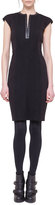 Thumbnail for your product : Akris Punto Cap-Sleeve Dress with Faux Leather Center