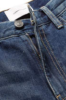 Thumbnail for your product : Current/Elliott The Fling Distressed Low-rise Slim Boyfriend Jeans - Dark denim