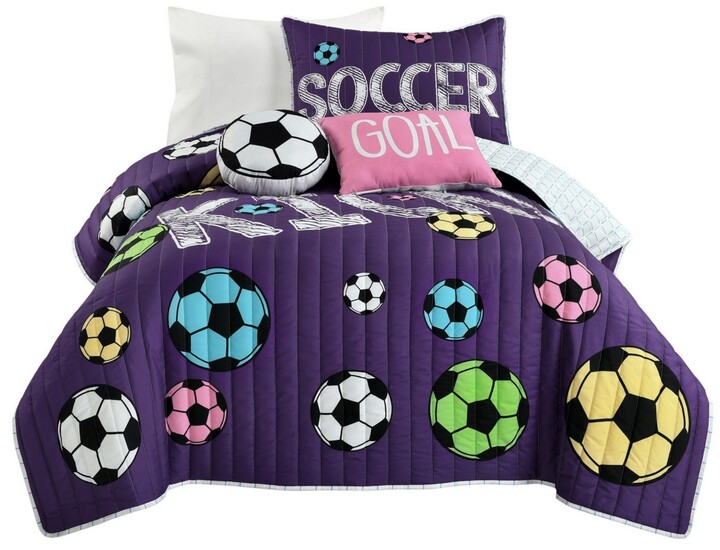 Lush Decor Kids Girls Soccer Kick 4-Pc. Quilt Set, Twin/Twin Xl