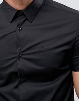 Thumbnail for your product : Armani Jeans Short Sleeve Logo Shirt Slim Fit Stretch in Black