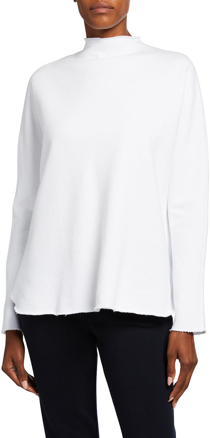Frank And Eileen Long Sleeve Funnel Neck Capelet Top White Shopstyle