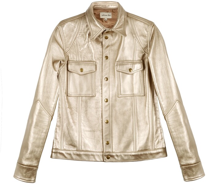 golden colour leather jacket