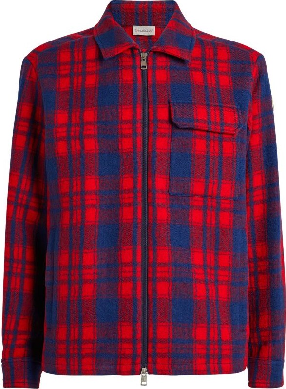Moncler Wool Check Overshirt - ShopStyle Long Sleeve Shirts