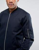 Thumbnail for your product : ASOS DESIGN bomber jacket with sleeve zip in navy