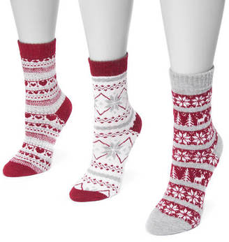 Muk Luks Women's 3-Pack Holiday Crew Socks