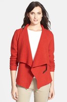Thumbnail for your product : Eileen Fisher Leather Trim Wool Drape Front Jacket (Regular & Petite)