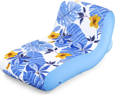 Bestway H2OGO! Blissful Drifter Fabric Lounge - 69" x 42", Blue-Yellow Tropical Pattern, Inflatable Pool-Water Float