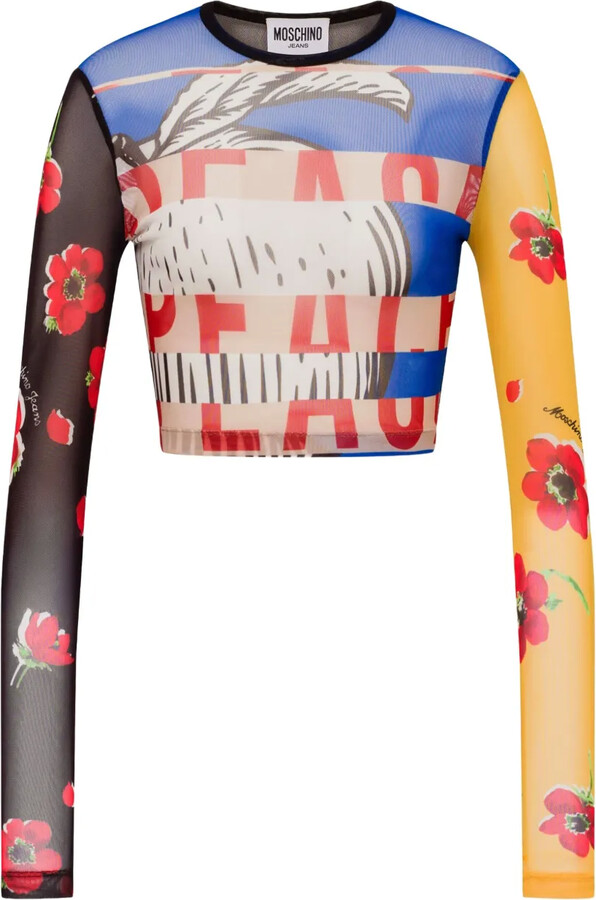 Moschino Mix-Print Crop Top