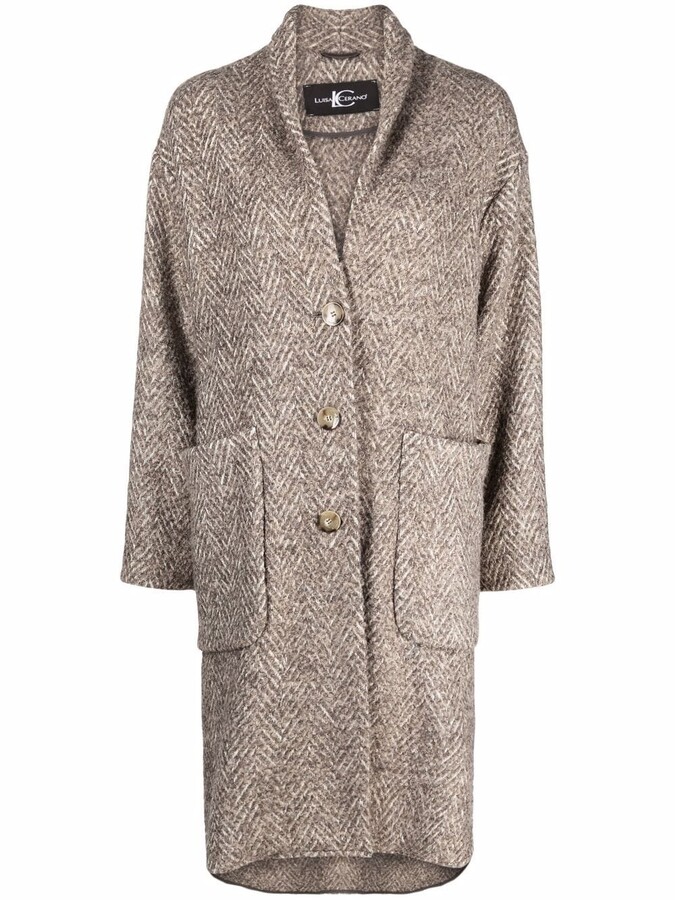 Luisa Cerano HerringbonePattern Coat ShopStyle