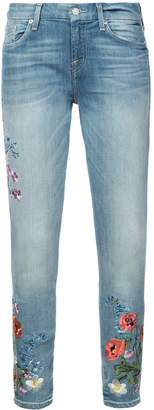 7 For All Mankind floral embroidered skinny jeans