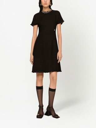 Dolce & Gabbana Short-Sleeve Tweed Minidress