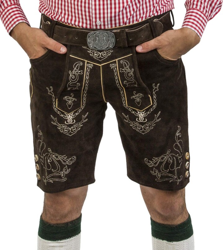 Echtleder Hosenträger Für Trachten - Bayerische H-Träger In Antik-Optik