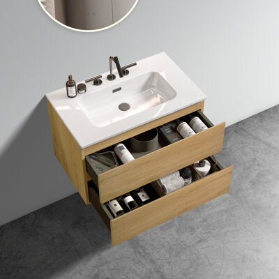 Latitude Run Lachlan Wall-Mounted Floating Bathroom Vanity with Sink