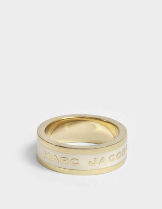 Marc Jacobs Logo Disc Band Ring in Cream Brass