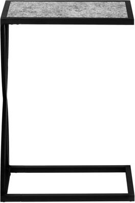 Latitude Run Modern Bedroom Side Table Grey Laminate Finish & Black Metal Contemporary For Living Room Metal Base Slides Easily