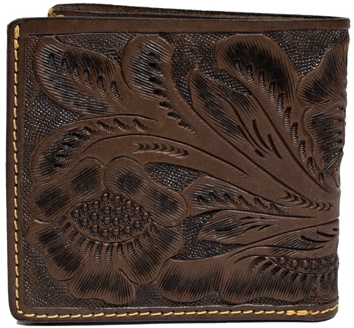 RRL by Ralph Lauren Hand Tooled Leather Billfold Wallet Brown - ShopStyle