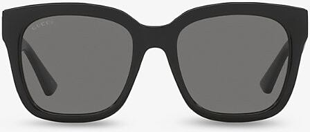 Gucci Womens Black Gg1338S Rectangle-Frame Injected Sunglasses