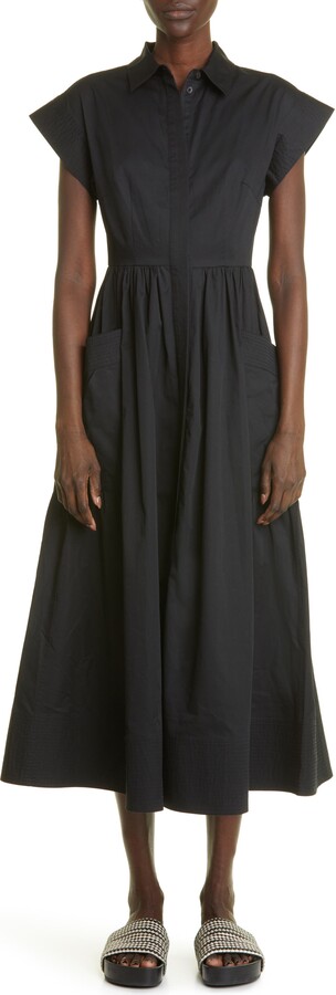 Co Cap Sleeve Cotton Poplin Midi Dress