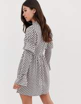 Thumbnail for your product : Missguided long sleeve frill dress in geo print