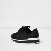 Thumbnail for your product : River Island Mini boys black mesh runner trainers