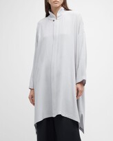 Thumbnail for your product : eskandar Wide A-line Shirt With Chinese Collar and Side Slits (Very Long Length)