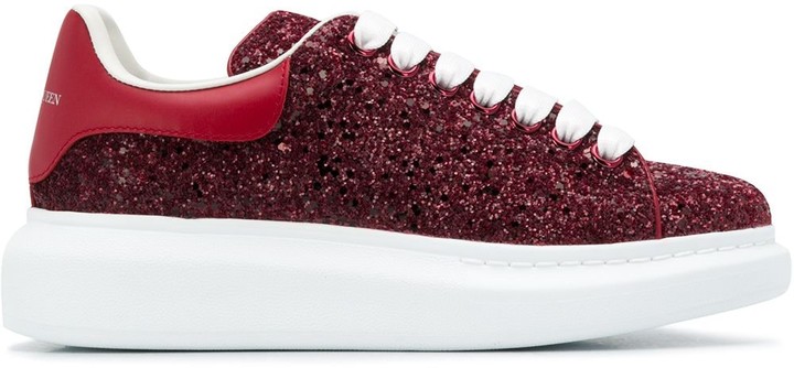 womens red sequin sneakers