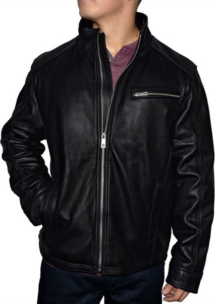 Victory Outfitters VictoryOutfittersMen'sLambskinLeatherRacingJacketBlackL