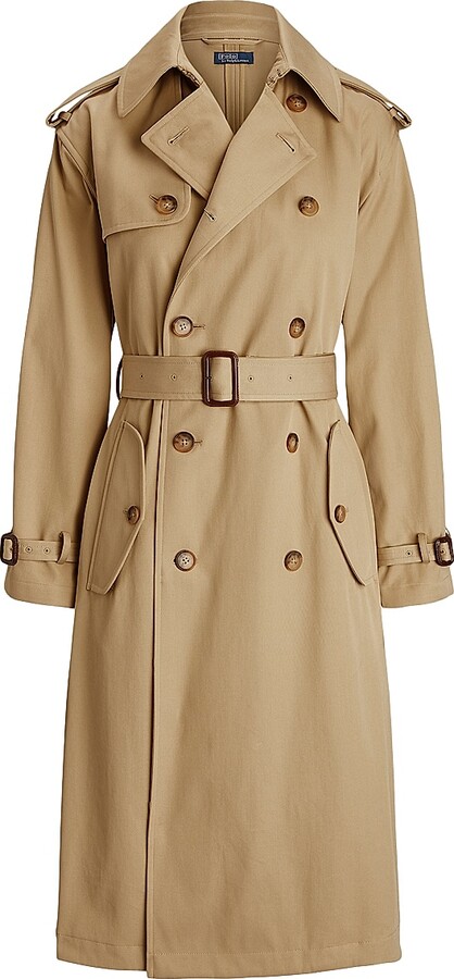 Polo Ralph Lauren Women's Twill Double-Breasted Trench Coat - Surrey Tan - Size Large