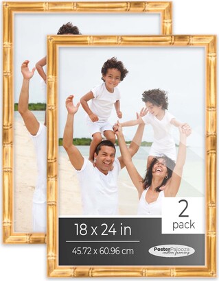 16x19 Frame Gold Real Wood Picture Frame Width 1 Inches | Interior - Gold Bamboo