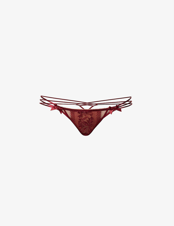 AGENT PROVOCATEUR SOIREE Burgundy Red Embellished Tights SMALL Women's Tights Women's Clothing Women's Shoes & Accessories