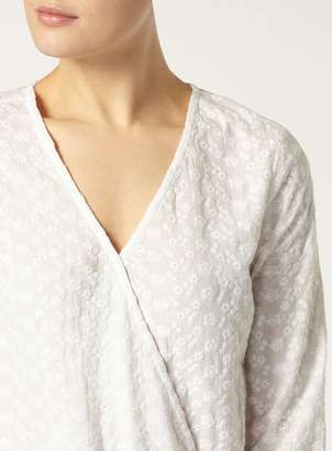 Wrap Front Broderie Shirt