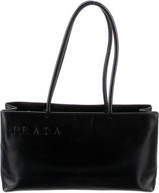 Prada: Black Leather Shoulder Bag