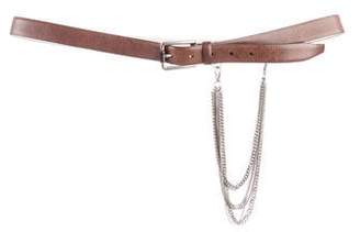 Brunello Cucinelli Leather Chain-Embellished Belt