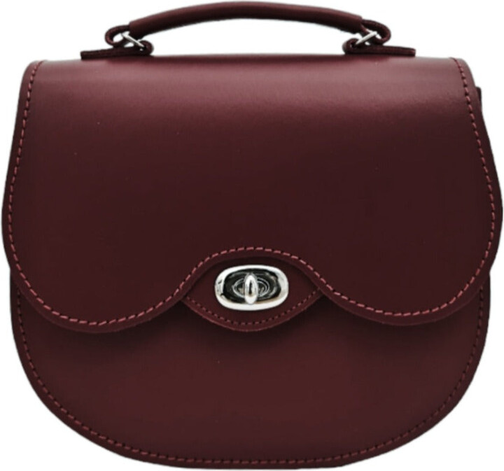 Zatchels Women's Red Handmade Leather Twist Lock Saddle Bag Oxblood