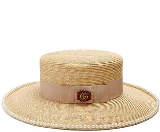 Gucci Embellished straw hat