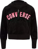 Thumbnail for your product : River Island Girls Converse black velour zip up hoodie