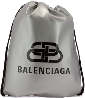 Balenciaga Logo Printed Drawstring Backpack