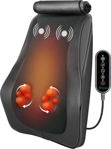 Snailax HeatedShiatsuLowerBackMassager-NeckShoulderPainReliefMassagePadBlack12.99×4.33×15.94inch