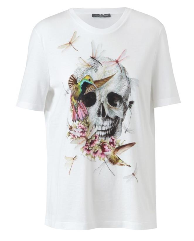 Alexander McQueen Floral Skull Motif Cotton T-Shirt - ShopStyle