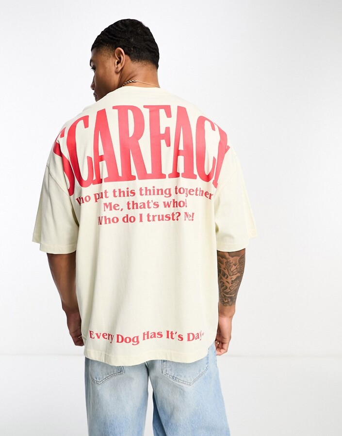 ASOS DESIGN oversized t-shirt with Scarface graphic print in white