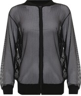 Thumbnail for your product : WearAll Women's Plus Mesh Bomber Jacket Ladies Long Sleeve Net Plain Zip Top - Black - 22-24